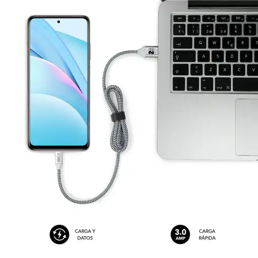 Pack 2 Cables Usb Tipo C – Usb A (3.0A) Negro/Plata