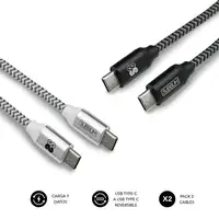 Pack 2 Cables Usb Tipo C – Usb Tipo C (3.0A) Negro/Plata