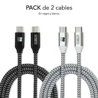 Pack 2 Cables Usb Tipo C – Usb Tipo C (3.0A) Negro/Plata