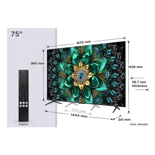 Televisor QD-Mini LED 75'' 4K Ultra HD Metálico Smart 75Q6C TCL