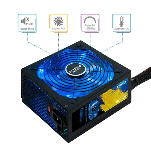 TooQ TQXGEII-800SAP unidad de fuente de alimentación 800 W 20+4 pin ATX ATX Negro