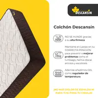 Colchon 130 x 200, Viscoelástico Alta Firmerza Descansin, Premium, Transpirable