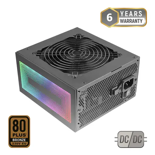 Mars Gaming MPB750S, Fuente Alimentación ATX ARGB 750W, 6 Años de Garantía, 80Plus