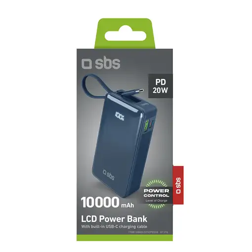 SBS TTBB10000LCDTCPD20B batería externa 10000 mAh Azul