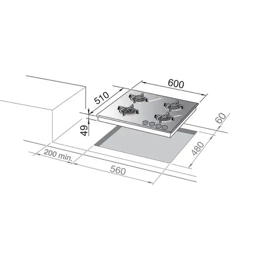 De’Longhi NSL 460 N hobs Negro Integrado 60 cm Encimera de gas 4 zona(s)