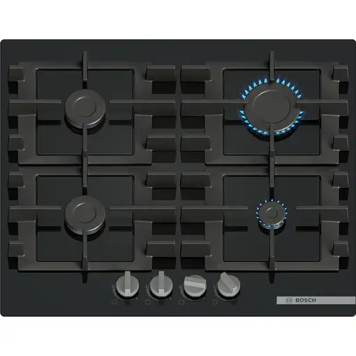 Placa de gas natural, Serie 4, 4 fuegos, negra PNP6B6K40 BOSCH