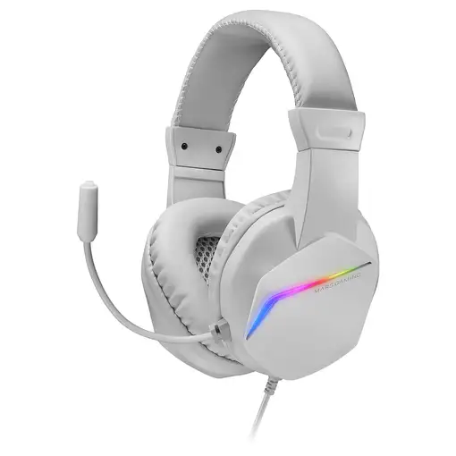 Mars Gaming MH122 Blanco, Cascos Gaming FRGB Over Ear con Micrófono, Sonido HiFi,
