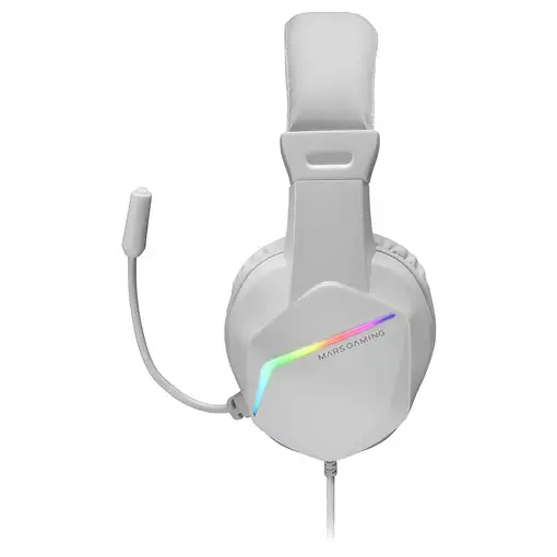 Mars Gaming MH122 Blanco, Cascos Gaming FRGB Over Ear con Micrófono, Sonido HiFi,