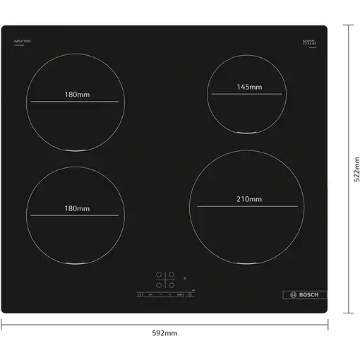 Bosch Serie 4 PUE611BB5J hobs Negro Integrado 60 cm Con placa de inducción 4 zona(