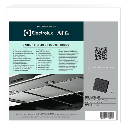 AEG MCFB58ST Filtro de olores