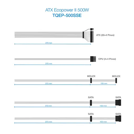 TooQ TQEP-500SSE unidad de fuente de alimentación 500 W 24-pin ATX ATX Plata