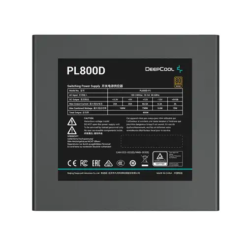 DeepCool PL800D unidad de fuente de alimentación 800 W 20+4 pin ATX ATX Negro