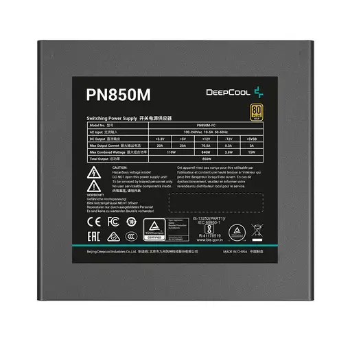 DeepCool PN850M unidad de fuente de alimentación 850 W 20+4 pin ATX ATX Negro