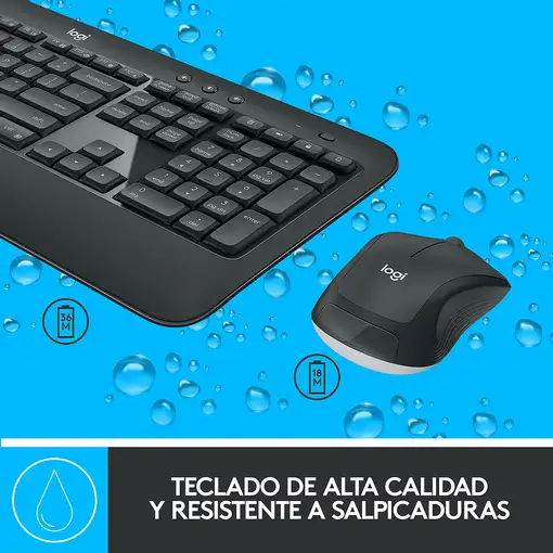 Logitech 920-008680 teclado Ratón incluido Universal USB QWERTY Español Negro, Bla
