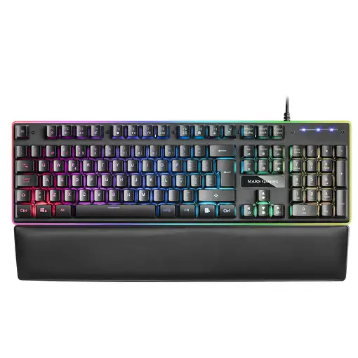 Mars Gaming MK320, Teclado RGB H-Mech, Reposamuñecas Acolchado, RGB 13 Modos, Port
