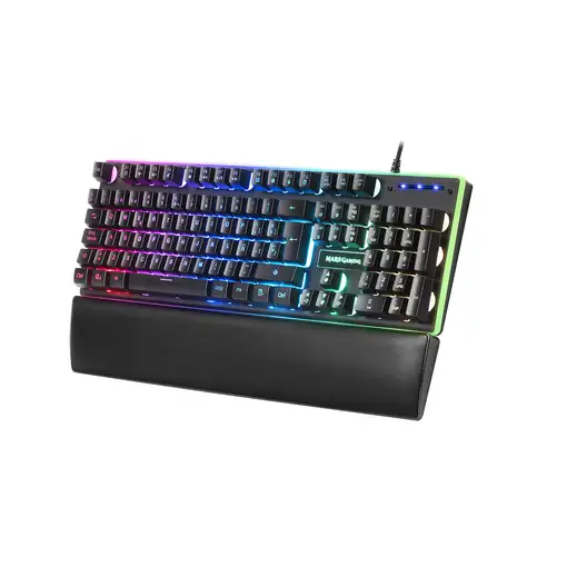 Mars Gaming MK320, Teclado RGB H-Mech, Reposamuñecas Acolchado, RGB 13 Modos, Port