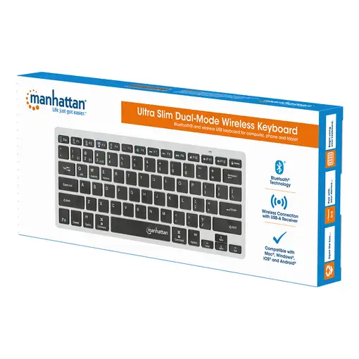 Manhattan 180559 teclado Oficina RF Wireless + Bluetooth QWERTZ Alemán Negro, Gris