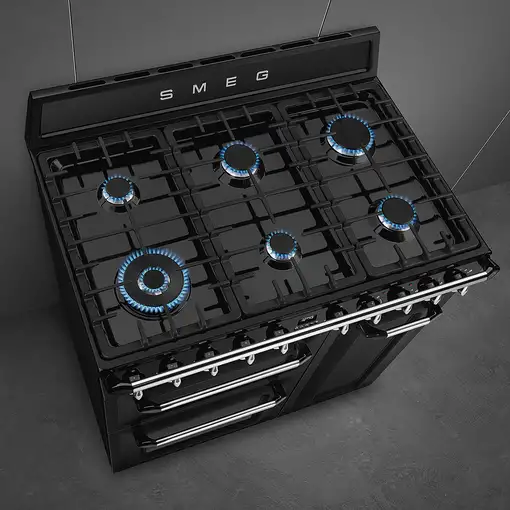 Smeg TR93BL cocina Cocina independiente Eléctrico Encimera de gas Negro