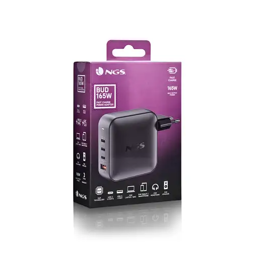 NGS BUD 165W Universal Negro Corriente alterna Carga rápida Interior