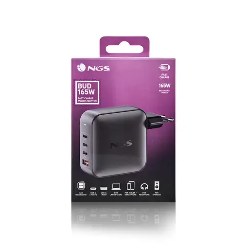 NGS BUD 165W Universal Negro Corriente alterna Carga rápida Interior