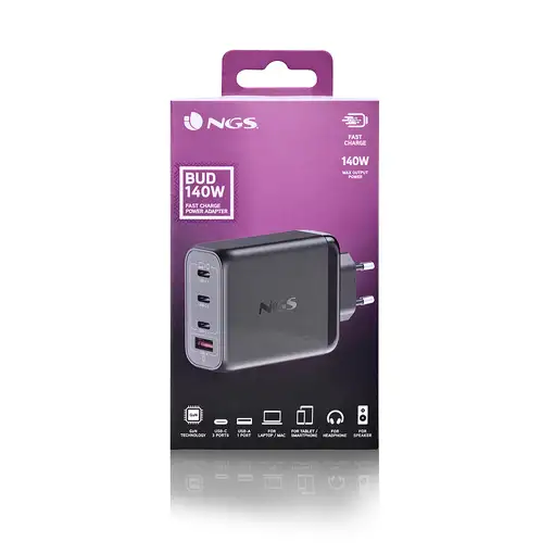 NGS BUD 140W Universal Negro Corriente alterna Carga rápida Interior