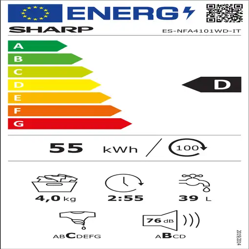 Lavadora de 4 kg 1000 rpm Blanco ES-NFA4101WD SHARP