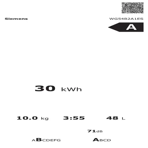 Siemens iQ700 WG54B2A1ES lavadora Carga frontal 10 kg 1400 RPM Blanco