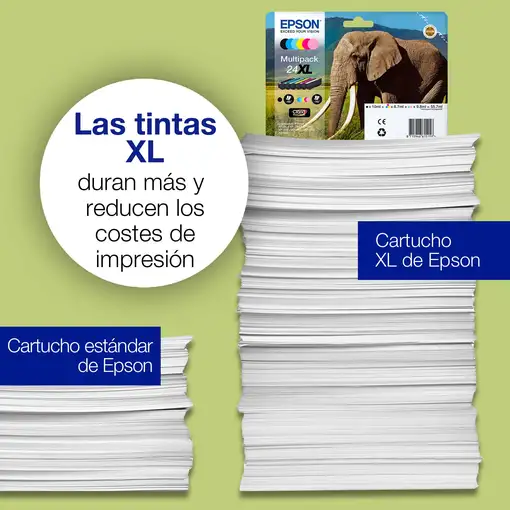 Epson Elephant Tinta multipack 6 colores 24 Claria Photo HD Elefantes