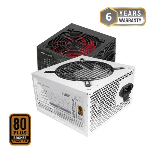 Mars Gaming MPB550, Fuente Alimentación PC 550W ATX, 6 Años Garantía, 80Plus Bronz