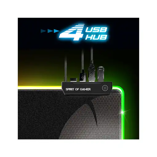 Spirit of Gamer Darkskull Hub RGB - XXXL Alfombrilla de ratón para juegos Negro