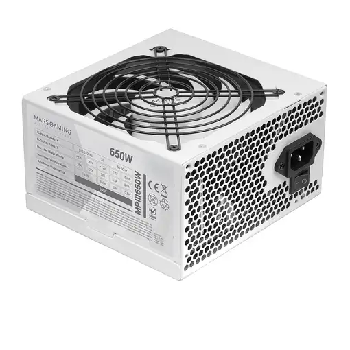 Mars Gaming MPIII650, Fuente Alimentación PC ATX 650W, 5 Años de Garantía, 85% Efi