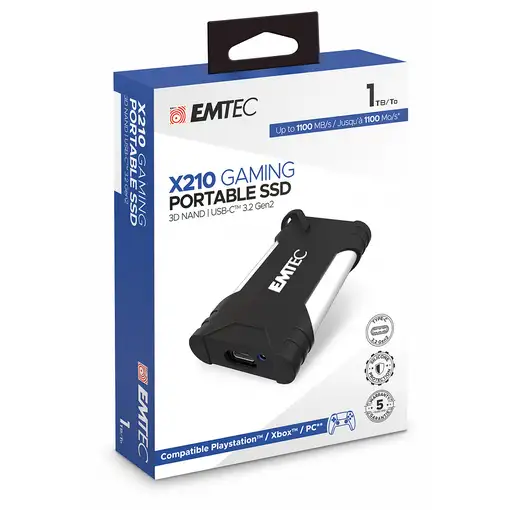 Emtec X210G 1 TB USB Tipo C 3.2 Gen 2 (3.1 Gen 2) Negro, Blanco