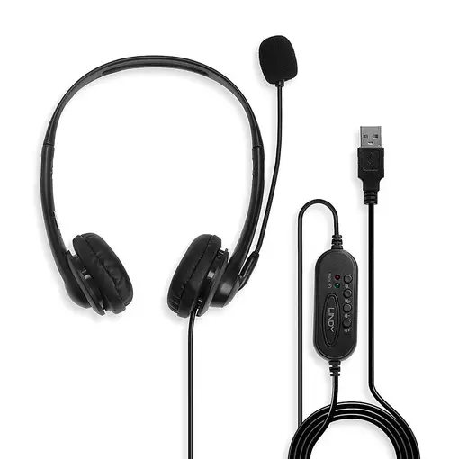 Lindy 42870 auricular y casco Auriculares Alámbrico Diadema Llamadas/Música USB ti