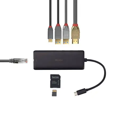 Lindy 43358 base para portátil y replicador de puertos Alámbrico USB 3.2 Gen 1 (3.