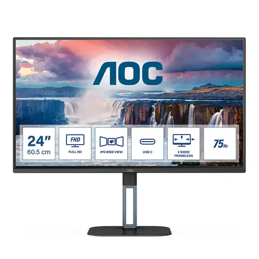 AOC V5 24V5CE/BK pantalla para PC 60,5 cm (23.8") 1920 x 1080 Pixeles Full HD LED