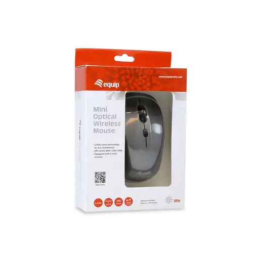 Equip 245109 ratón Viajes Ambidextro RF inalámbrico Óptico 1600 DPI