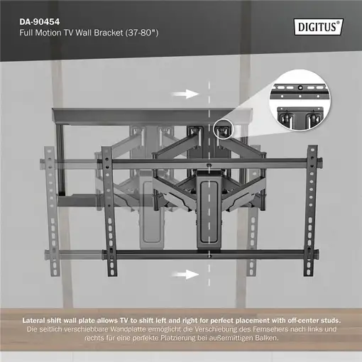 Digitus Soporte de pared para televisor Full Motion (37-80'')