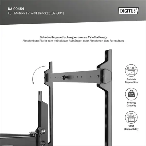 Digitus Soporte de pared para televisor Full Motion (37-80'')
