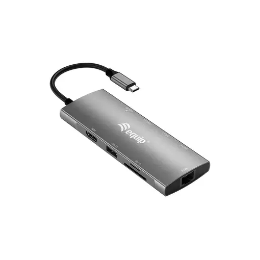 Equip Adaptador multifunción USB-C 9 en 1, HDMI 4K/60Hz, Gigabit LAN, USB 3.2 GEN1