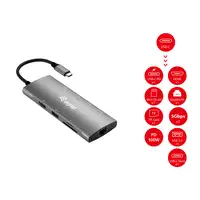 Equip Adaptador multifunción USB-C 9 en 1, HDMI 4K/60Hz, Gigabit LAN, USB 3.2 GEN1