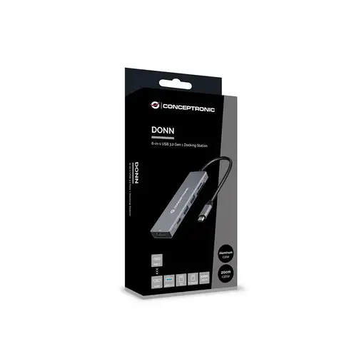 Conceptronic DONN23G base para portátil y replicador de puertos Alámbrico USB 3.2