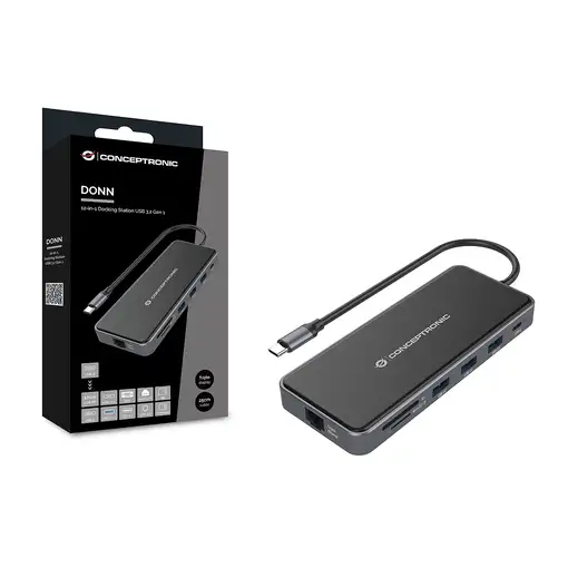 Conceptronic DONN15G base para portátil y replicador de puertos Alámbrico USB 3.2