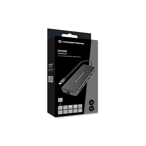 Conceptronic DONN15G base para portátil y replicador de puertos Alámbrico USB 3.2