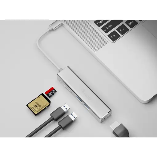Equip Adaptador multifunción USB-C 5 en 1, HDMI , USB 3.2 Gen 1 , TF/Micro SD