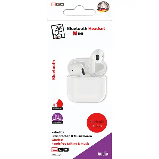 2GO TWS Mini Auriculares Inalámbrico Dentro de oído Llamadas/Música Bluetooth Blan