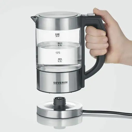Severin WK 3458 tetera eléctrica 0,5 L 1100 W Negro, Transparente
