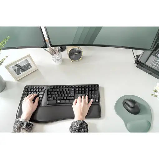Digitus Teclado ergonómico, sin cable, 2,4 Ghz