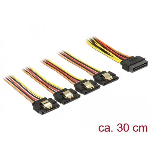 DeLOCK 60157 cable de SATA 0,3 m SATA de 15 pines 4 x SATA de 15 pines Multicolor