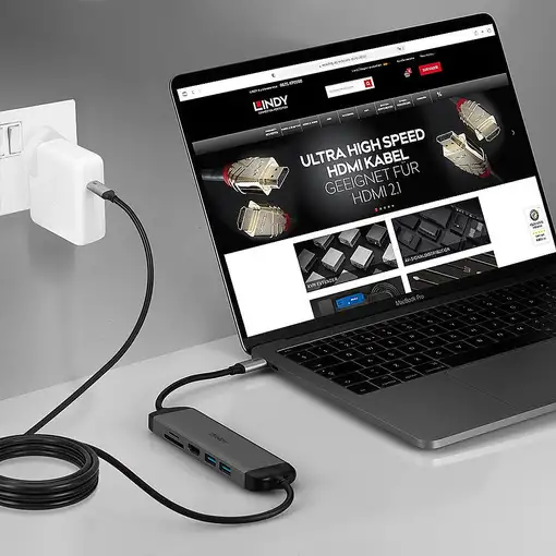 Lindy 43326 base para portátil y replicador de puertos Alámbrico USB 3.2 Gen 1 (3.