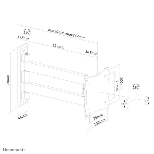 Neomounts FPMA-W820BLACK Soporte de pared para monitor/TV 10-27" - movimiento comp